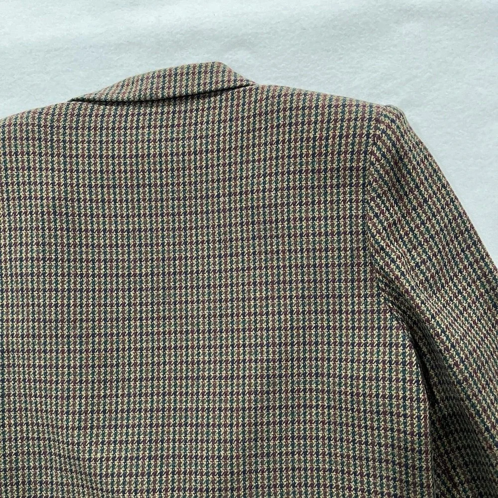 Sag Harbor Vintage Wool Blend Houndstooth Women's Blazer Jacket Casual Size 12